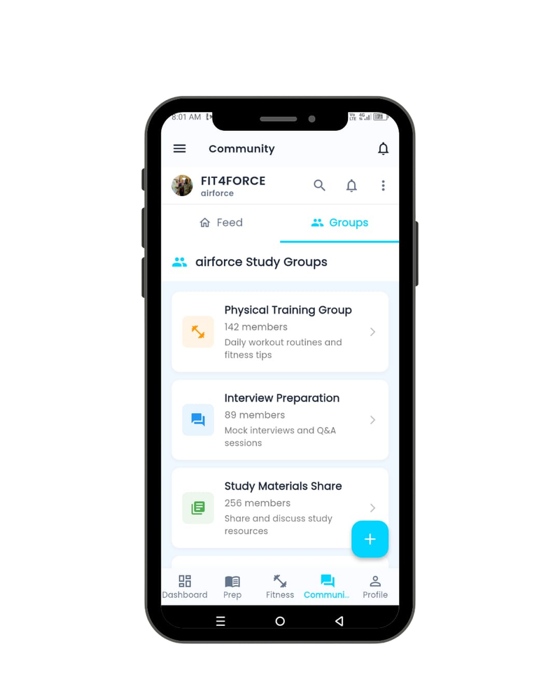 FIT4FORCE Connect with Aspirants Screen