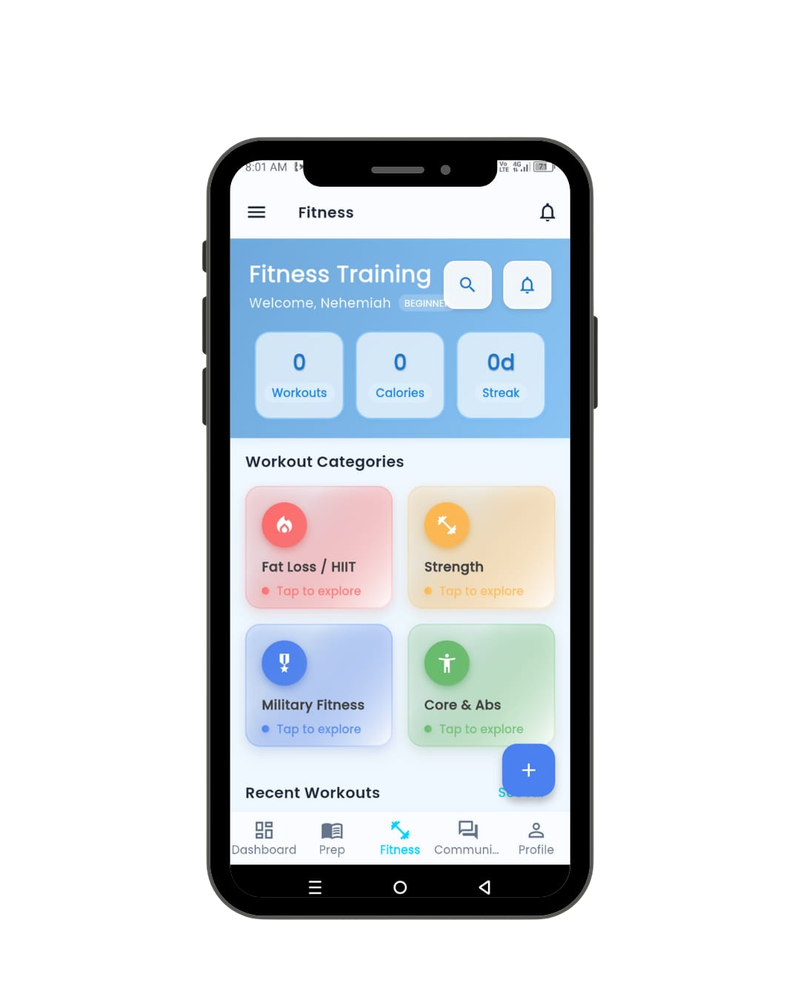 FIT4FORCE Fitness Plan Screen